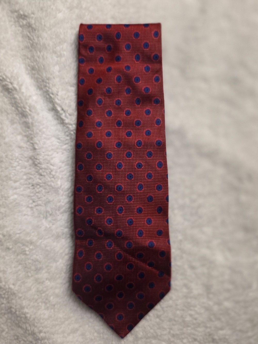 Ermenegildo Zegna Red Tie with Blue Dot Pattern